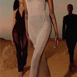 Meshki Sheer Cream Maxi Dress